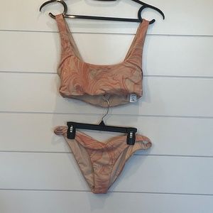 l*space Peach Swirl Scoop Bikini Top & High-Cut Bottom